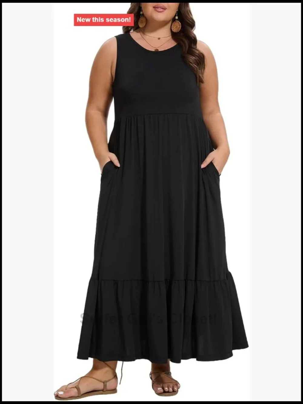 Plus Size Sleeveless Maxi Dress with Pockets Flowy Casual Summer